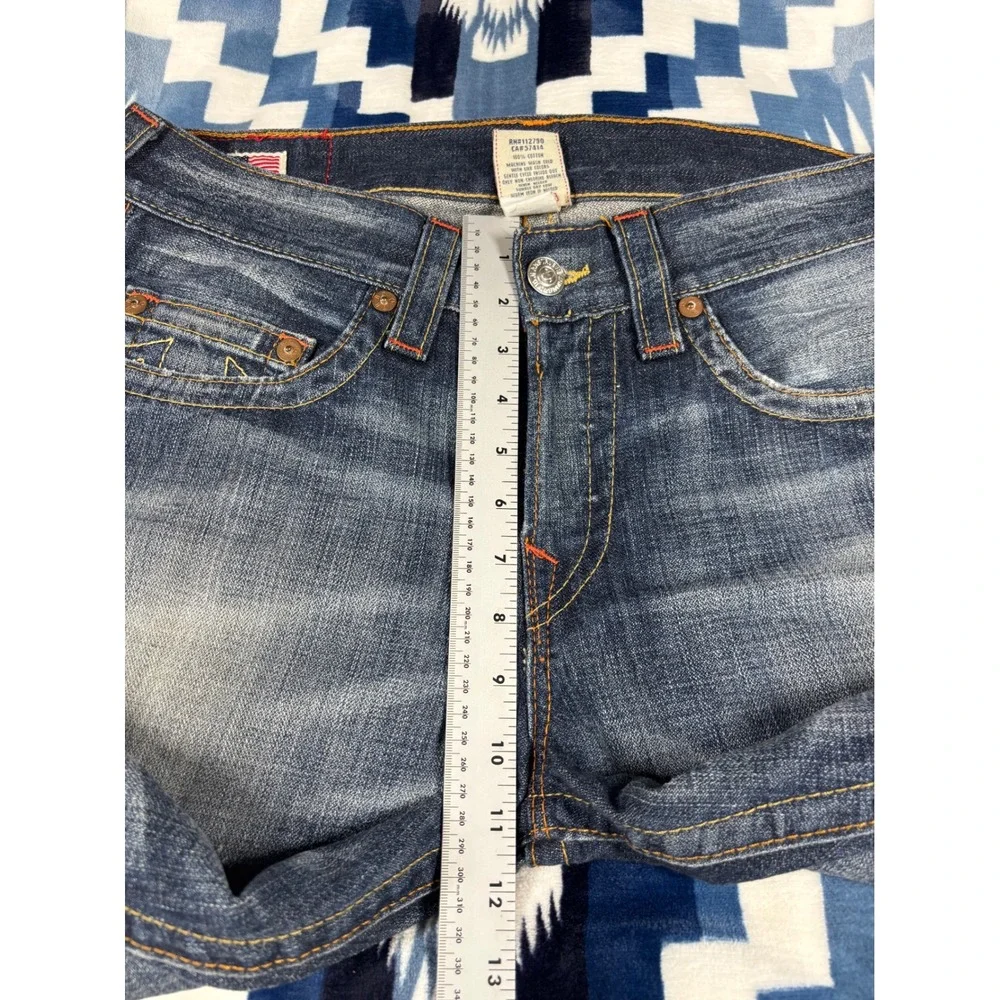 True Religion Geno Distressed  Splatter Jeans Mens 33 Made in USA Blue Denim
